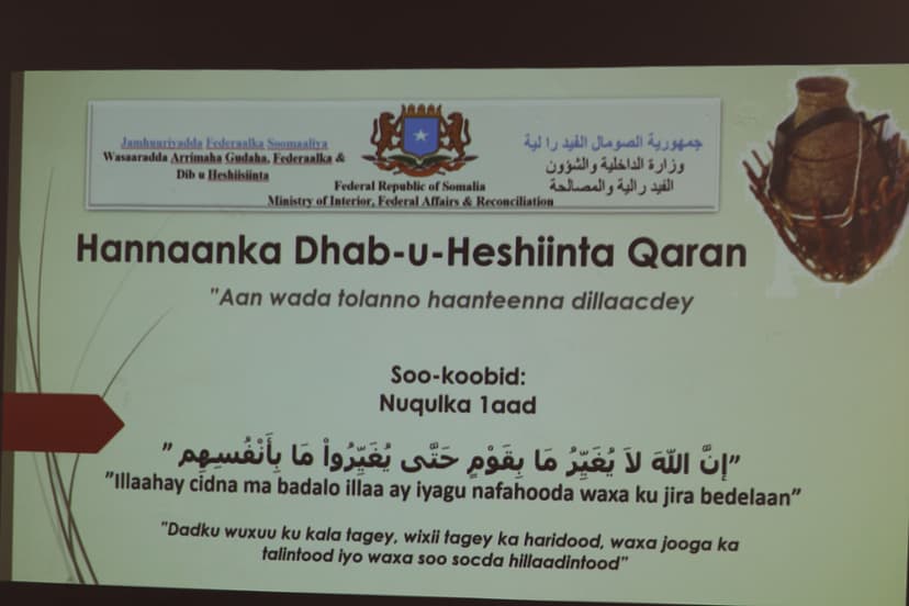 Shirka Tubta Siyaasadda Loo Dhanyahay Oo Lagu Soo Bandhigay Hannaanka Dib-u-heshisiinta Qaranka