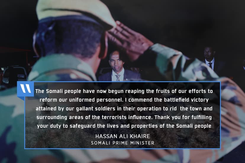 PM Khaire: I commend the battlefield victory attained by our gallant soldiers in their operation to rid the town and surrounding areas of the terrorist influence
