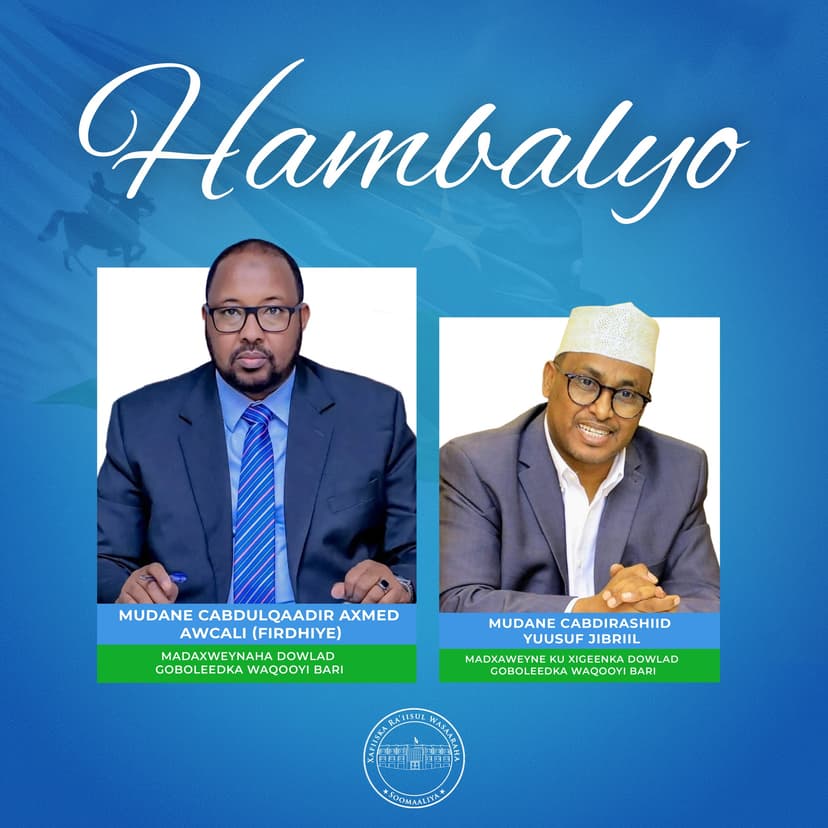 Ra’iisul Wasaare Xamsa oo dhambaal hambalyo ah u diray Madaxweyne iyo Madaxweyne ku xigeenka Waqooyi Bari