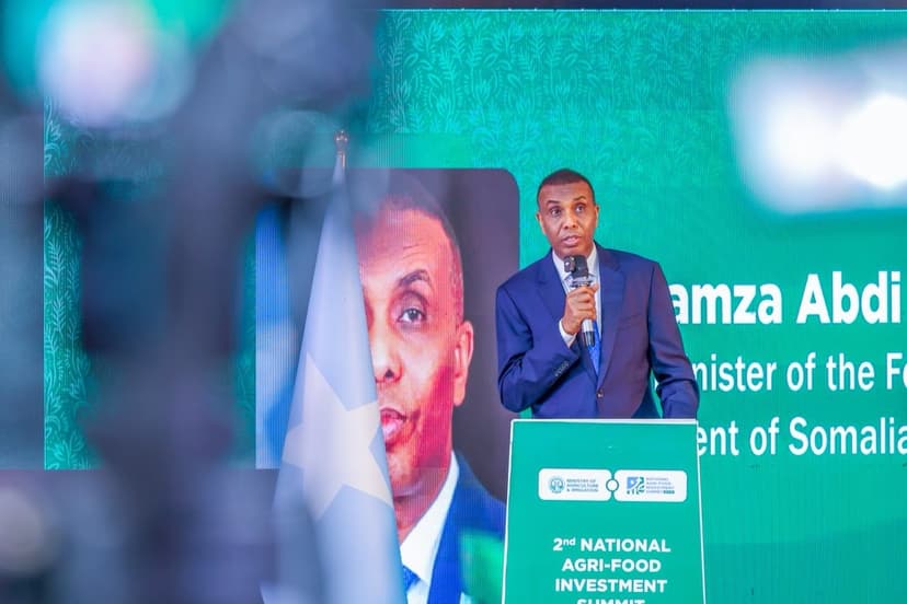 H.E. Hamza Abdi Barre, Prime Minister, Federal Republic of Somalia at 2nd National Agri-Food Investment Summit — NAFIS 2026. 11 August 2026, Jazeera Hotel, Mogadishu